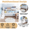 Single Pinewood Loft Bed Frame High Sleeper Bunk Bed w/ Storage Stair Study Desk