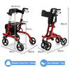 2-in-1 Rollator Walker Foldable Aluminum Alloy Medical Walker with Seat