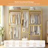 Heavy Duty Tall Clothes Rail Bamboo Wardrobe Garment Rack Bedside Cabinet Stand