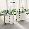 Modern LED Bedside Table 3 Drawers Wireless Charging Side Cabinet Nightstand