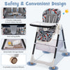 Folding Baby High Chair Convertible High Chair Adjustable Feeding Dining Chair