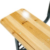 Outdoor Wooden Folding Beer Table Bench Set Trestle Garden Steel Leg w/ Backrest