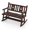 2-Person Garden Bench Loveseat Carbonized Wood Rustic Double Patio Rocker Chair