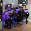 L-Shaped Gaming Desk Home Office Computer Desk w/ Monitor Stand Brown