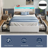 STORAGE UPHOLSTERED BED FRAME 4FT6 DOUBLE WITH USB PORT & LED LIGHT,4 DRAWER