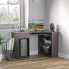 L-Shaped Corner Computer Desk w/ 2 Shelves Wide Worktop Keyboard Tray Grey