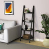 4 Tier Ladder Shelf Storage Shelving Unit Wooden Bookcase Plant Display Black