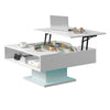 Square Coffee Table with LED Lights Cocktail Sofa Table for Living Room White