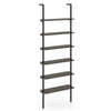 6-Tier Ladder Shelf Wall Mounted Bookshelf with Metal Frame-Oak