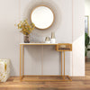 Console Table Faux Marble Top Narrow Hallway Entryway Beside Table W/ Storage