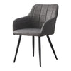 Pair Of Light Grey Dininig Chairs Faux Leather Armchairs Metal Legs Restaurant