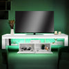 160cm White High Gloss TV Stand Cabinet Unit with RGB LED 2 Storage Doors