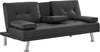 Sofa Bed Faux Leather with Cup Holders 2 Seater Click Clack Living Room Recliner
