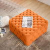 Large Upholstered Chesterfield Footstool Soft Pouffe Fabric Footrest Seat Bench
