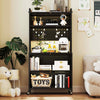 Kitchen Pantry Storage Cabinet Coffee Bar Cabinet w/Wheels-Black