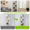 6-Tier Zigzag Corner Bookshelf, Freestanding Bookcase for Living Room, White