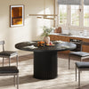 120cm Round Dining Table for 4-6, Modern Kitchen Table with Fluted Round Base