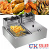 20L 5000W Commercial Electric Deep Fryer Fat Chip Twin Dual Tank Stainless Steel