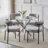 Set of 4 Boucle Dining Chairs with Oversized Seat Round Kitchen Chairs Grey