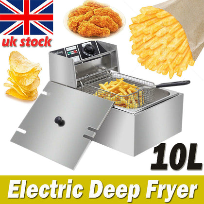 10L 2500W Commercial Electric Deep Fryer Fat Chip Single Tank Home Kitchen