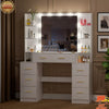 Dressing Table With 11 LED Bulbs Mirror 7 Drawers Large Vanity Table Desk