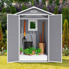 6x4.5ft Plastic Garden Shed Outdoor Storage Tools Shed Lockable Double Door Apex
