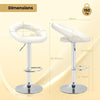 Swivel Bar Stool Set of 2 PU Leather Pub Stools w/ Hollow Back & Footrest White