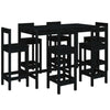 7 Piece Garden Bar Set Black Solid Wood Pine