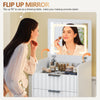 3 in 1 White Vanity Desk with Plip Top Mirror, Makeup Vanity Set with LED Lights