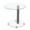 2 Tier Modern Clear Glass Beside Table Coffee Sofa Snack Laptop Table Oval Shape