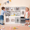 Kids Kitchen Playset Interactive Toy Kitchen & Refrigerator Set-Gray