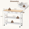 3-Tier Rolling Utility Cart with Lockable Casters-White