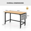 Computer Workstation Rolling Writing Study Desk On Wheels-Natural