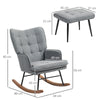Rocking Chair and Ottoman Set Fabric Wingback Armchair for Living Room Grey