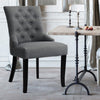 Kitchen Dining Room Chairs Grey Linen Padded Seat Buttoned High Back Wood Legs