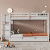 Triple Sleeper Kids Bunk Bed 3FT Wooden Frame w/ Trundle Bed & Chest of Drawers