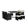 8 Seater Cube Rattan Garden Furniture Set Dining Table Chair Stool Outdoor Black