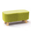 Linen Padded Footrest Rectangle Low Stool Solid Wood Legs Pouffe Seat Ottoman UK