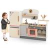 Kids Play Kitchen Set Toddlers Wooden Pretend Kitchen Toy Set w/ Refrigerator