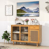 Kitchen Buffet Sideboard Storage Cabinet Cupboard w/ Tempered Glass Sliding Door