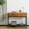 2 Tier Industrial Long Console Table Entryway Narrow Sofa Side Table 2 Drawers
