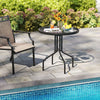 Outdoor Table Round Bistro Table w/ Umbrella Hole Black