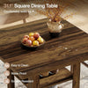 Square Dining Table for 4, 31.5-Inch Farmhouse Kitchen Table with Storage Shelf