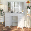 Large White Dressing Table with LED Light Mirror Vanity Make up Desk 7 Drawers