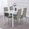4pcs High Back Grey Faux Leather Dining Chairs Padded Seat Dining Room Kitchen