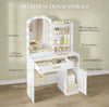 LED Mirror Dressing Table with Stool Set Makeup Desk Vanity Table Lights