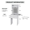 Modern Dressing Vanity Table with LED Light Mirror Fold-up Side Panel 2 Drawers