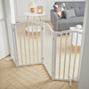 Folding 3/4 Panels Baby Safety Wooden Gate Pet Dog Barrier Stair Doorway Guard