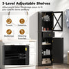 Tall Bathroom Storage Cabinet Floor Cabinet with Glass Door and Drawer Black