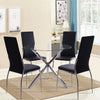 Modern 90cm Clear Glass Round Dining Table w/Chrome Cross Legs Kitchen Furniture
